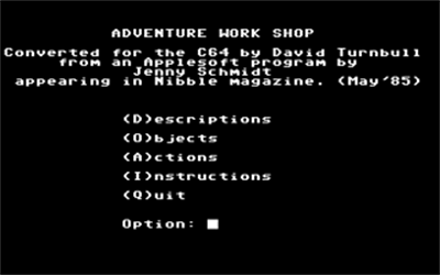 Adventure Work Shop - Screenshot - Game Title Image