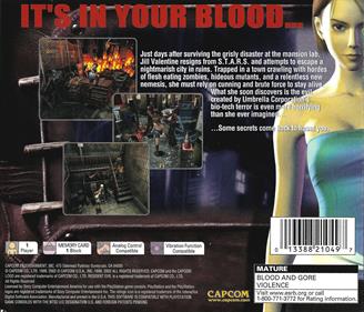 Resident Evil 3: Nemesis - Box - Back Image