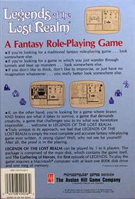 Legends of the Lost Realm - Box - Back Image