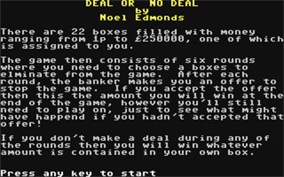 Deal or no Deal - Screenshot - Game Title Image