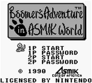 Boomer's Adventure in ASMIK World - Screenshot - Game Title Image