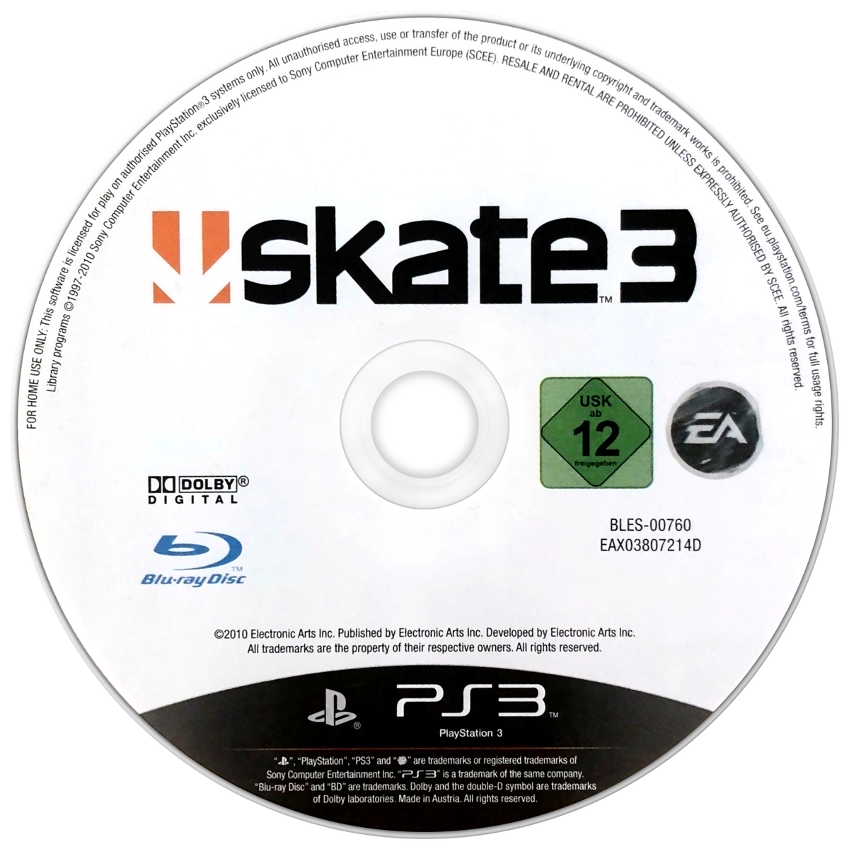 Skate 3 Playstation 3 PS3 Disc Only