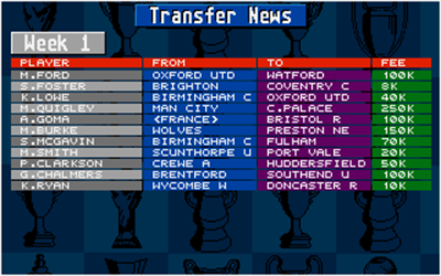Championship Manager: End of 1994 Season Data Up-date Disk - Screenshot - Gameplay Image