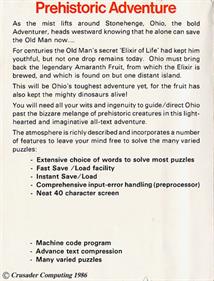 Prehistoric Adventure - Box - Back Image
