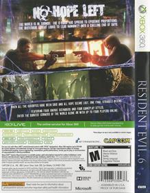 Resident Evil 6 - Box - Back Image