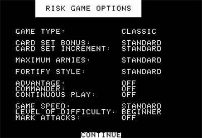 The Computer Edition of Risk: The World Conquest Game - Screenshot - Game Select Image