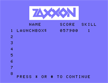 Zaxxon Super Game - Screenshot - High Scores Image