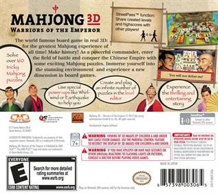 Mahjong 3D: Warriors of the Emperor - Box - Back Image
