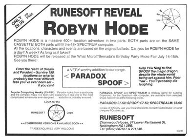 Robyn Hode - Advertisement Flyer - Front Image
