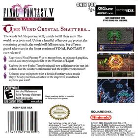 Final Fantasy V Advance - Box - Back Image