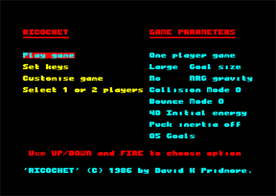 Ricochet (Blaby) - Screenshot - Game Select Image
