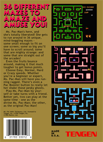 Ms. Pac-Man (Tengen) - Box - Back Image