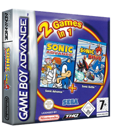 2 Games in 1: Sonic Advance + Sonic Battle - Box - 3D Image