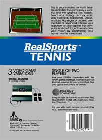 RealSports Tennis - Box - Back Image