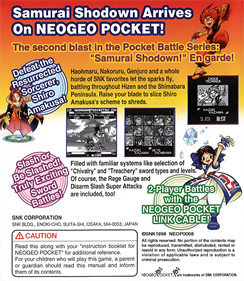 Samurai Shodown!: Pocket Fighting Series - Box - Back Image