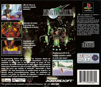 Final Fantasy VII - Box - Back Image