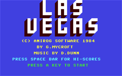 Las Vegas (Anirog Software) - Screenshot - Game Title Image