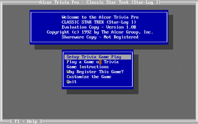 The Alcor Trivia Pro Classic Star Trek (Star-Log I) - Screenshot - Game Select Image