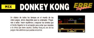 Donkey Kong (Ocean Software) - Box - Back Image