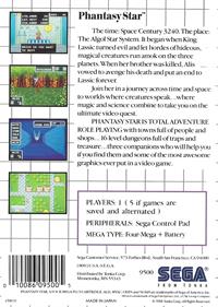 Phantasy Star - Box - Back Image