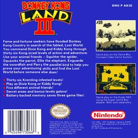 Donkey Kong Land III - Box - Back Image