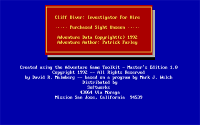 Cliff Diver 2: Purchased Sight Unseen - Screenshot - Game Title Image