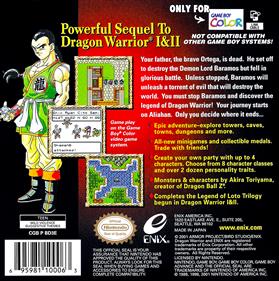 Dragon Warrior III - Box - Back Image