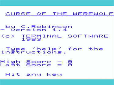 The Curse of the Werewolf - Screenshot - Game Title Image