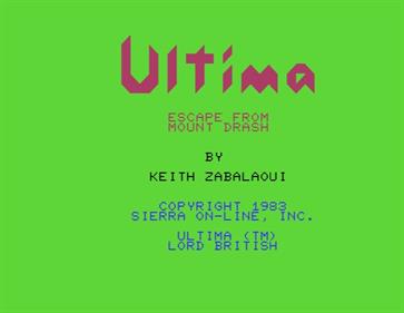 Ultima: Escape from Mt Drash - Screenshot - Game Title Image