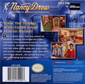 Nancy Drew: Message in a Haunted Mansion - Box - Back Image