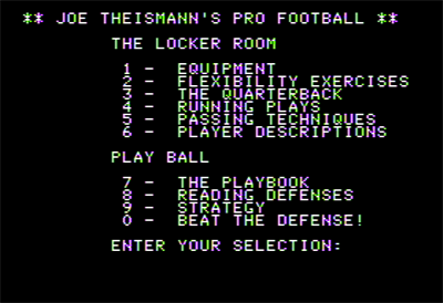 Joe Theismann's Pro Football - Screenshot - Game Title Image