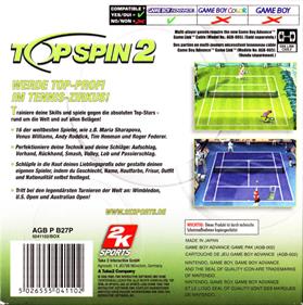 Top Spin 2 - Box - Back Image