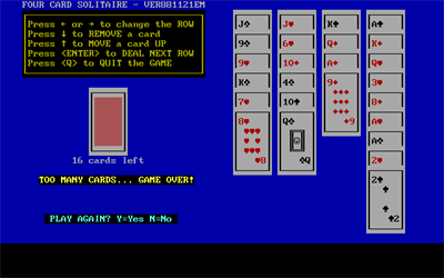 Four Card Solitaire - Screenshot - Game Over Image