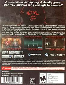 Zero Escape: The Nonary Games - Box - Back Image