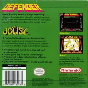 Arcade Classic No. 4: Defender / Joust - Box - Back Image