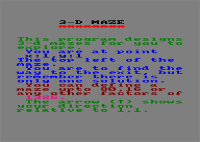 3-D Maze - Screenshot - Game Title Image