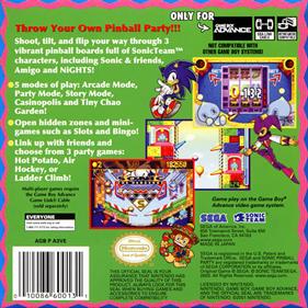 Sonic Pinball Party - Box - Back Image