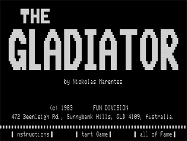 The Gladiator - Screenshot - Game Title Image