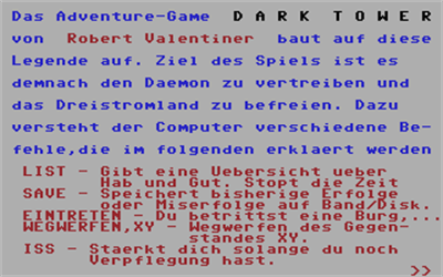 Dark Tower (Markt & Technik) - Screenshot - Game Title Image