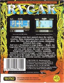 Rygar - Box - Back Image