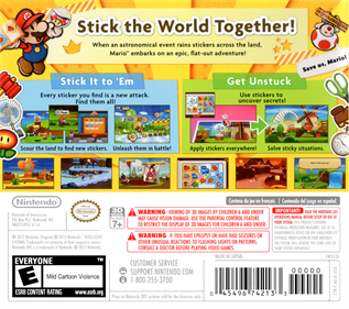 Paper Mario: Sticker Star - Box - Back Image