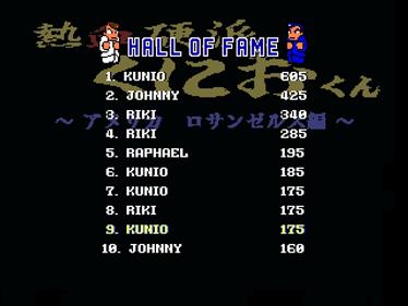 Renegade Kunio: Los Angeles - Screenshot - High Scores Image