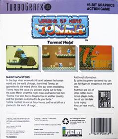 Legend of Hero Tonma - Box - Back Image