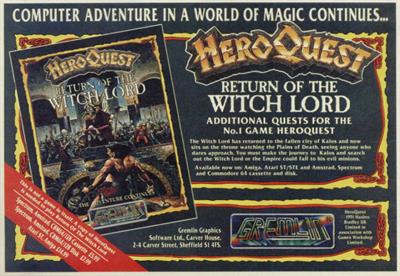 HeroQuest: Return of the Witch Lord - Advertisement Flyer - Front Image
