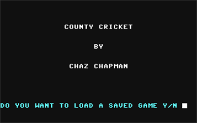 County Cricket - Screenshot - Game Title Image