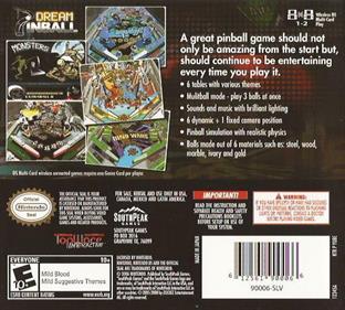 Dream Pinball 3D - Box - Back Image