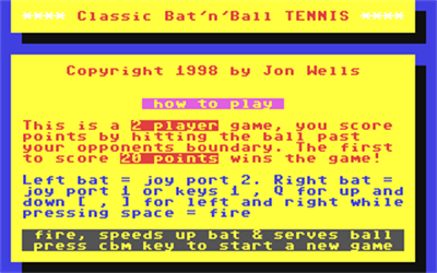 Classic Bat'n'Ball Tennis - Screenshot - Game Title Image