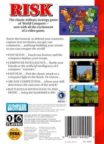 Risk: Parker Brothers' World Conquest Game - Box - Back Image