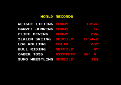 World Games - Screenshot - High Scores Image