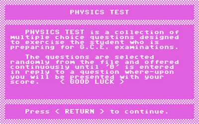 Physics 'O'/ 'A' Level - Screenshot - Game Title Image